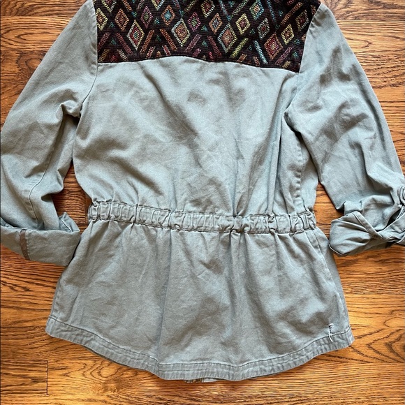 ModCloth Women’s Boho Army Green Aztec Diamond Embroidered Jacket Size M - Picture 8 of 14